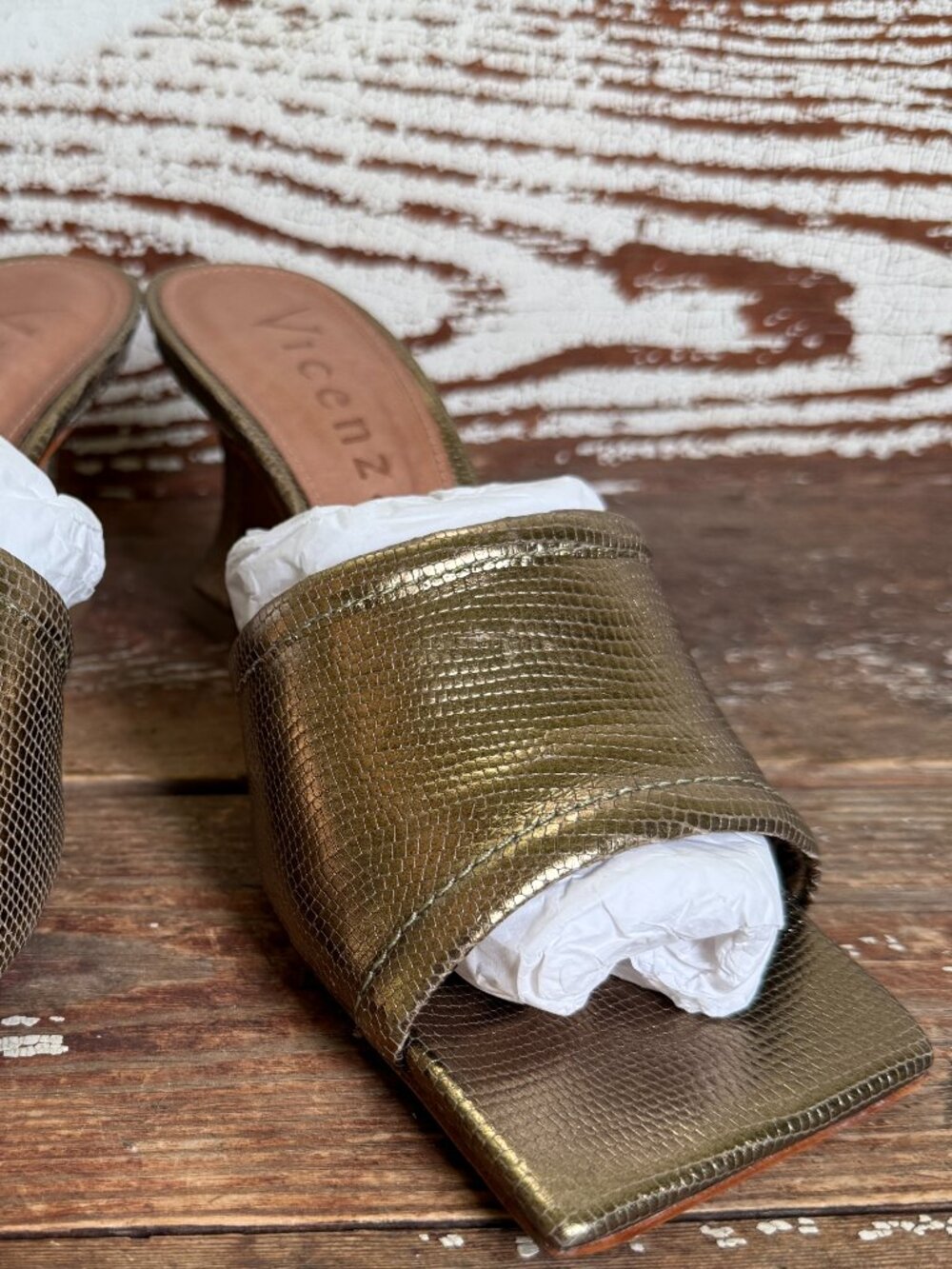 Anthropologie Vicenza Metallic Square Toe Mules  7 - Picture 11 of 11